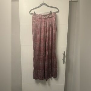 Emporio Armani Pink & Grey Printed Silk Palazzo Pants Size 40